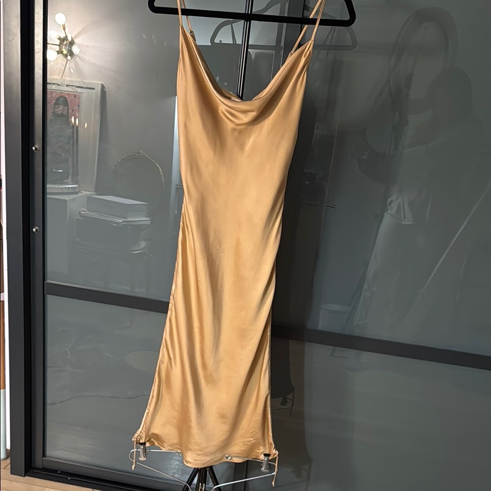 Silk Slip Dress in Gold